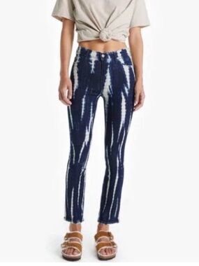 MOTHER Jeans The Mid Rise Dazzler Ankle Straight Leg Tie-Dye Blue Lotus Club 25